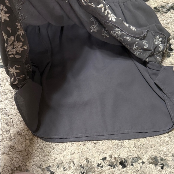 White House Black Market Charcoal Floral Long Sleeve Dress - Picture 11 of 14